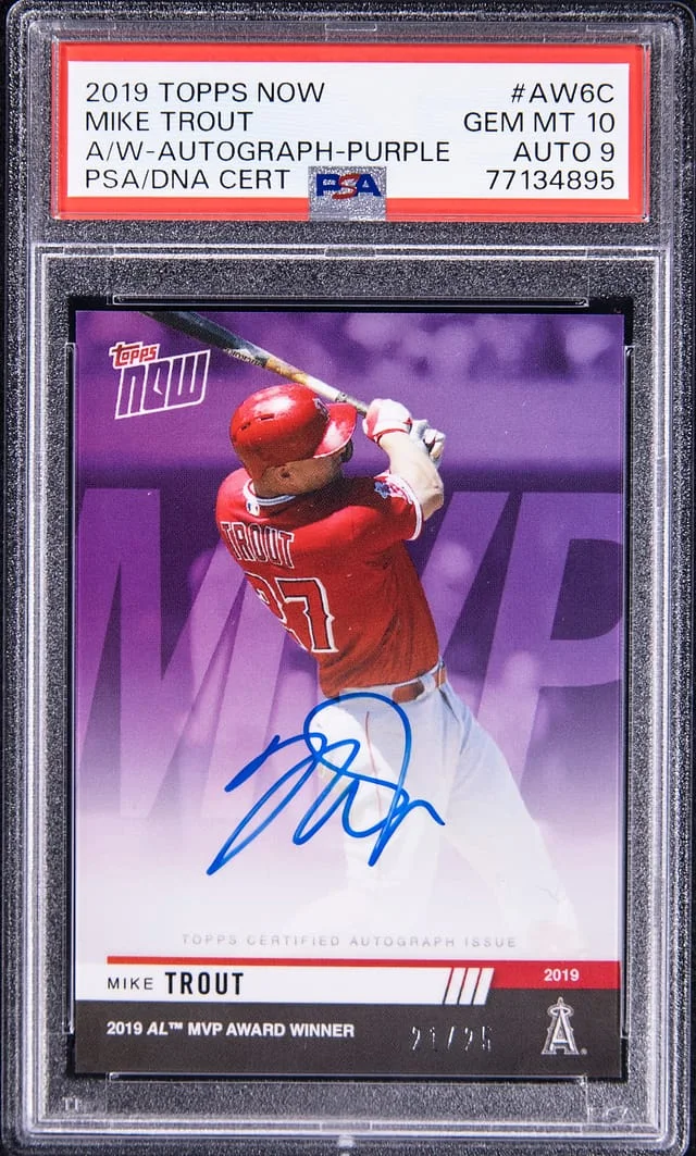 2019 Topps Now Mike Trout A/W - Autograph - Purple #AW6C card image
