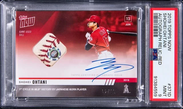 2019 Topps Now Shohei Ohtani Autograph Relic Red #371D card image