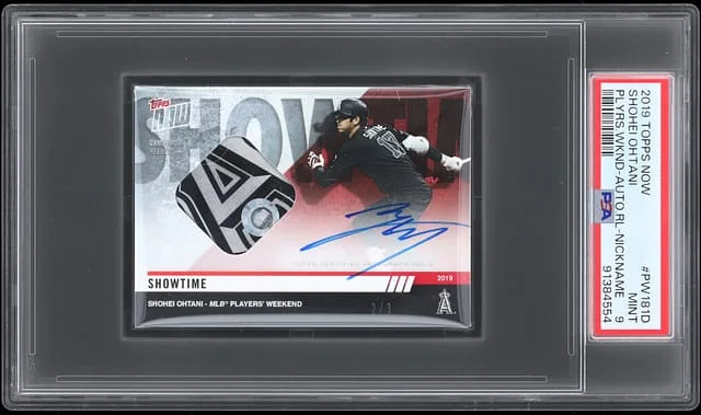 2019 Topps Now Shohei Ohtani Players Weekend Autograph Relics Nickname #PW-181D card image