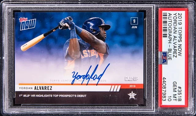 2019 Topps Now Yordan Alvarez Autograph Blue #351B card image