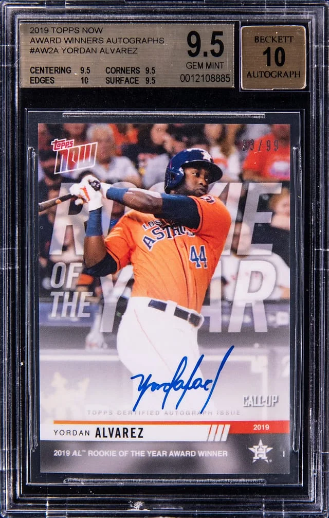 2019 Topps Now Yordan Alvarez Award Winners Autograph #AW-2A card image