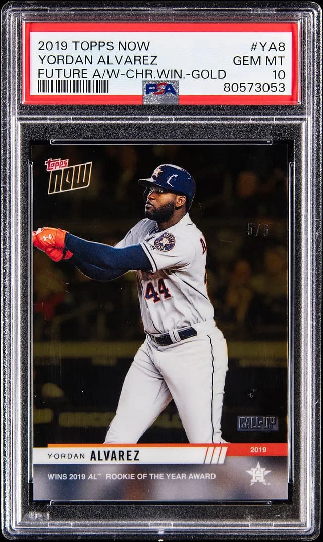 2019 Topps Now Yordan Alvarez Future Awards Winners Chrome Winner Gold #YA8 card image