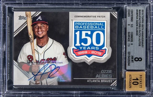 2019 Topps Ozzie Albies 150th Anniversary Manufactured Patch Autographs #AMP-OA card image