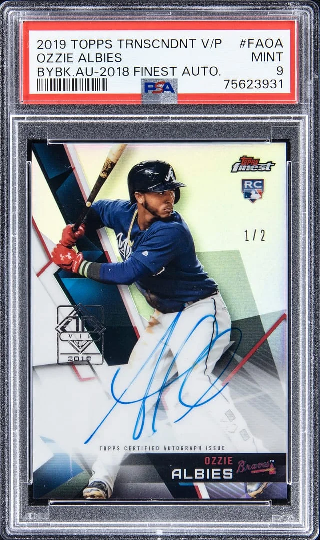 2019 Topps Ozzie Albies Trancendent VIP Buyback Autographs 2018 Finest #FAOA card image