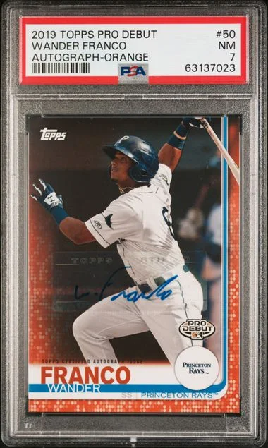 2019 Topps Pro Debut Wander Franco Autograph-Orange #50 card image