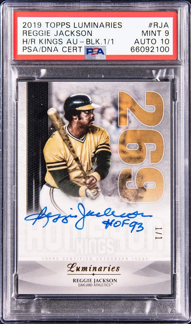 2019 Topps Reggie Jackson Luminaries Home Run Kings Autograph Black #HRK-RJA card image