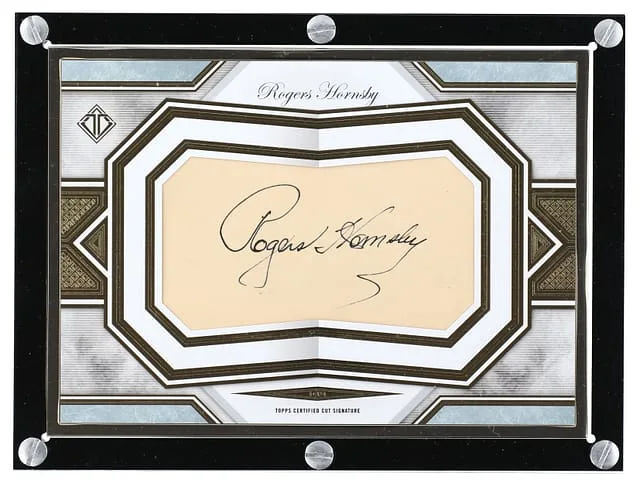 2019 Topps Rogers Hornsby Transcendent Collection Oversized Cut Signature Box Topper #TCS-RH card image