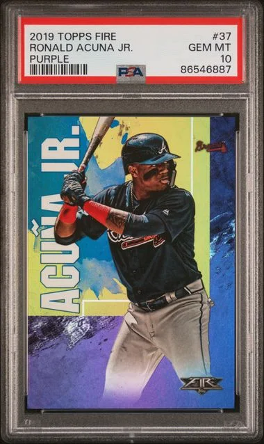 2019 Topps Ronald Acuna Jr. Fire Purple #37 card image