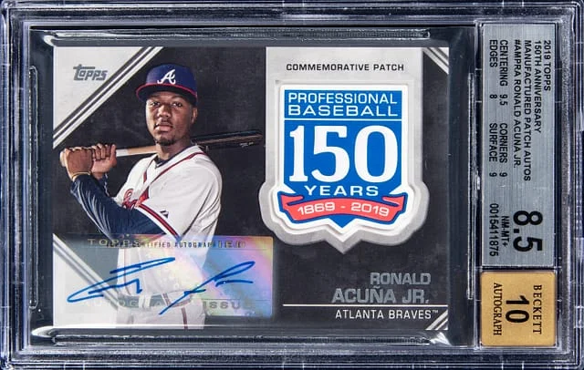 2019 Topps Ronald Acuna Jr. 150th Anniversary Manufactured Patch Autographs #AMP-RA card image