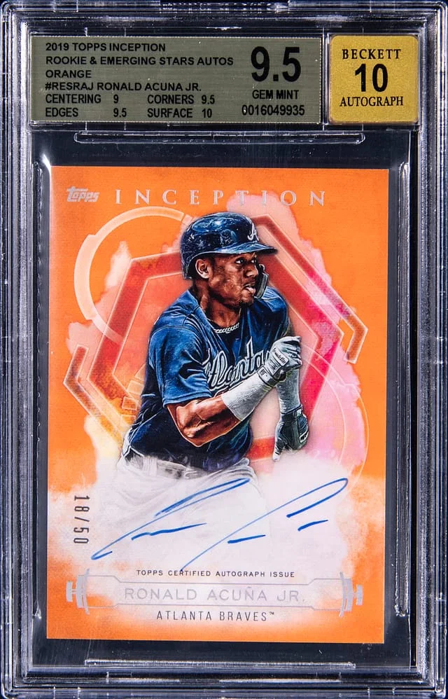 2019 Topps Ronald Acuna Jr. Inception & Emerging Stars Autograph #RESRAJ card image