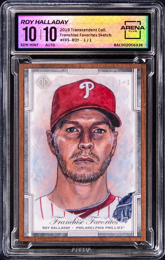 2019 Topps Roy Halladay - AC GEM MT 10, AC 10 Transcendent Collection Franchise Favorites Sketch #FFS-ROY card image