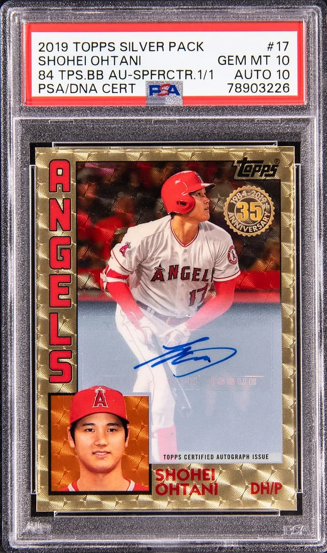 2019 Topps Shohei Ohtani Silver Pack '84 Topps Baseball Autographs SuperFractor #17 card image