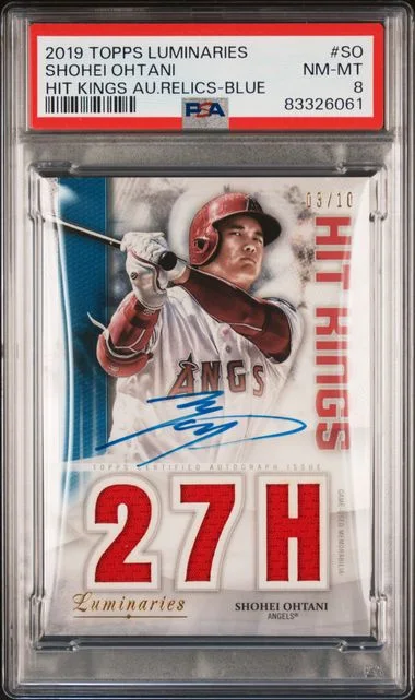 2019 Topps Shohei Ohtani Luminaries HIT Kings Autograph Relics Blue #SO card image