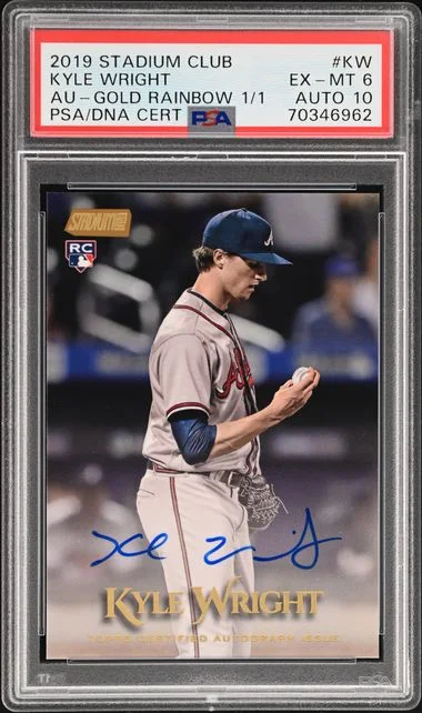 2019 Topps Stadium Club Kyle Wright Autographs Gold Rainbow #KW card image