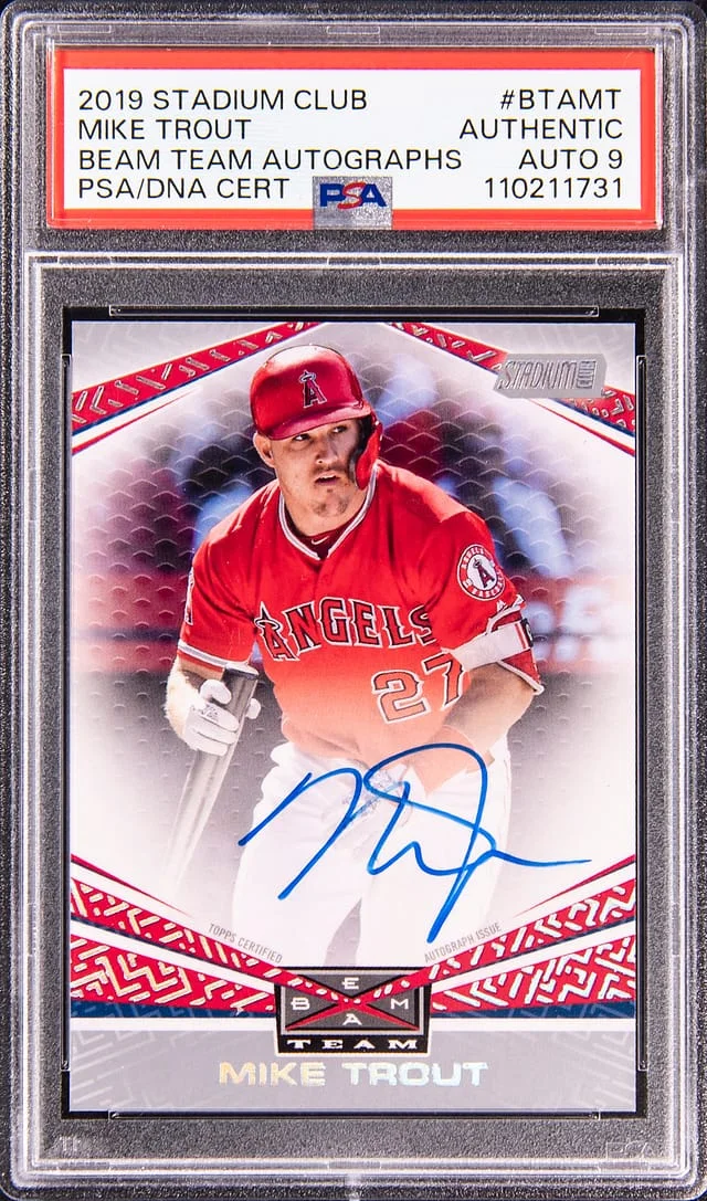 2019 Topps Stadium Club Mike Trout Beam Team Autographs #BTA-MT card image