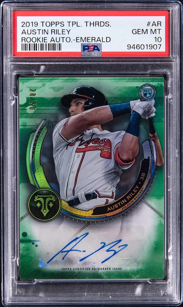 2019 Topps Triple Threads Austin Riley Autograph Emerald #RAU-AR card image