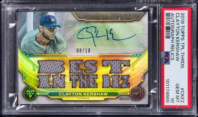 2019 Topps Triple Threads Clayton Kershaw Autograph Relics #CKE2 card image