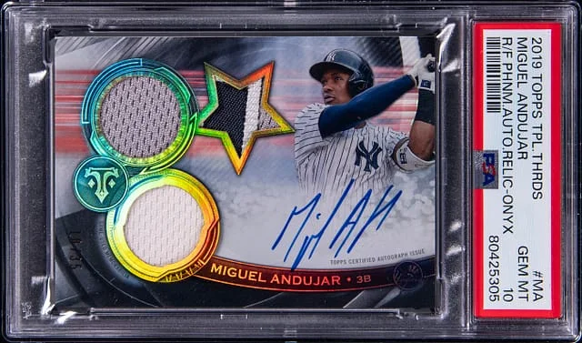 2019 Topps Triple Threads Miguel Andujar Future Phenom Autograph Relics Onyx #RFPAR-MA card image