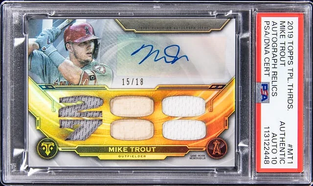 2019 Topps Triple Threads Mike Trout Autograph Relics #TTAR-MT1 card image