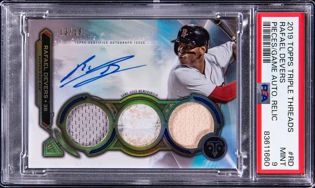 2019 Topps Triple Threads Rafael Devers Pieces of the Game Autograph Relic #PTGAR-RD card image