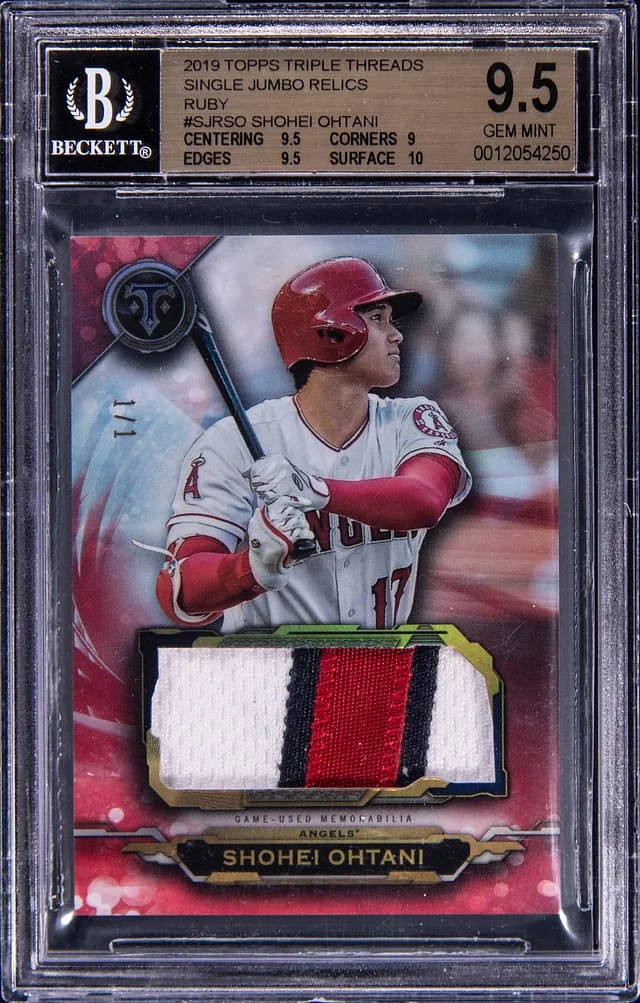2019 Topps Triple Threads Shohei Ohtani Single Jumbo Relics Ruby #SJRSO card image