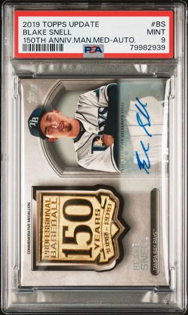 2019 Topps Update Blake Snell 150Th Anniversary Manufactured Medallion Autograph #BS card image