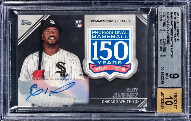 2019 Topps Update Eloy Jimenez 150th Anniversary Manufactured Patch Autographs #AMP-EJ card image
