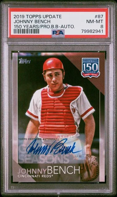 2019 Topps Update Johnny Bench 150 Years Of Professional Baseball Autograph #87 card image