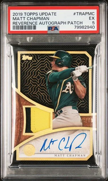 2019 Topps Update Matt Chapman Reverence Autograph Patch #TRAPMC card image