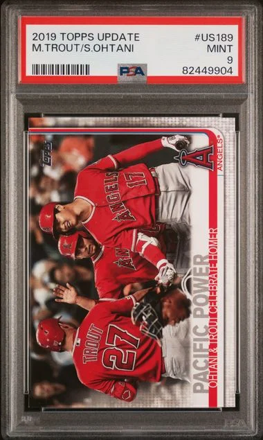 2019 Topps Update Mike Trout/Shohei Ohtani Yellow #US189 card image