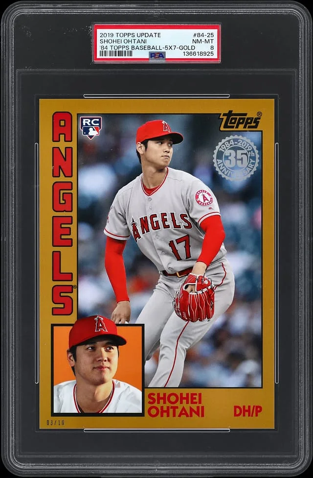 2019 Topps Update Shohei Ohtani, Error 84 Topps Baseball 5x7 Gold #84-25 card image