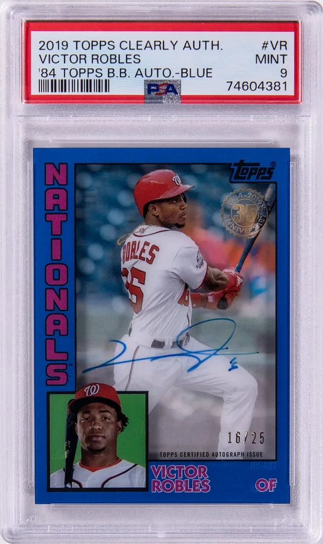 2019 Topps Victor Robles Clearly Authentic '84 Topps B.B Autograph - Blue #VR card image