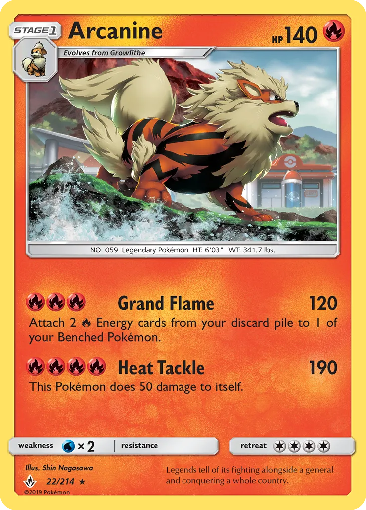 2019 Unbroken Bonds Arcanine Rare Holo #022/214 Rare Holo card image