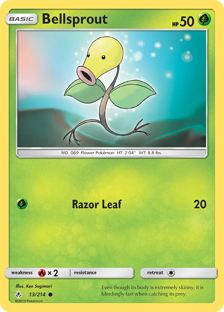 2019 Unbroken Bonds Bellsprout Common #013/214 Common card image