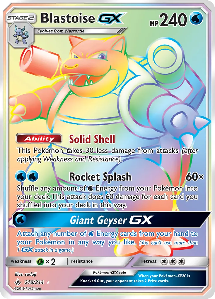 2019 Unbroken Bonds Blastoise-GX Rare Holo GX #035/214 Rare Holo GX card image
