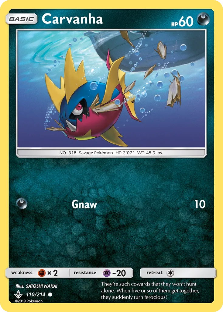 2019 Unbroken Bonds Carvanha Common #110/214 Common card image