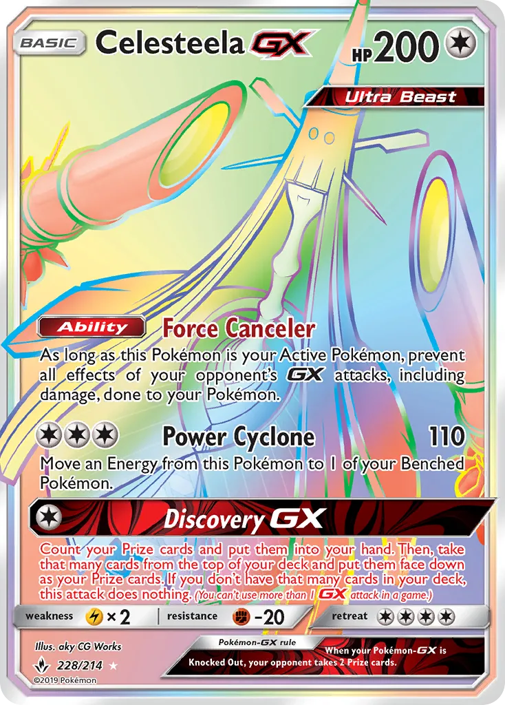 2019 Unbroken Bonds Celesteela-GX #208/214 Rare Ultra card image