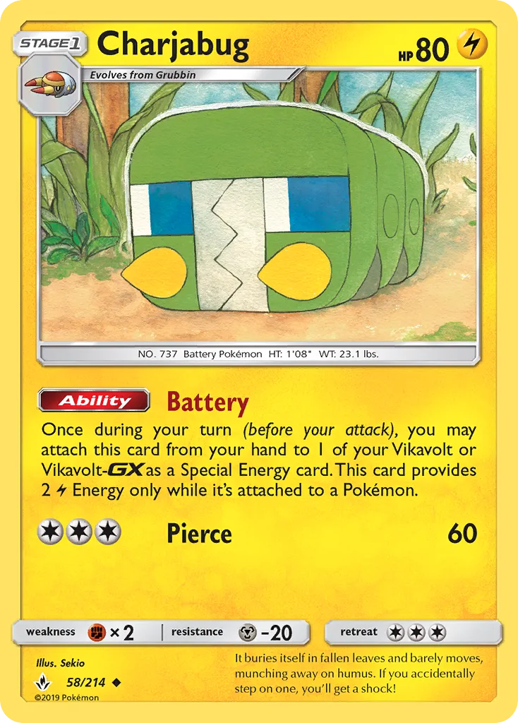 2019 Unbroken Bonds Charjabug #058/214 Uncommon card image