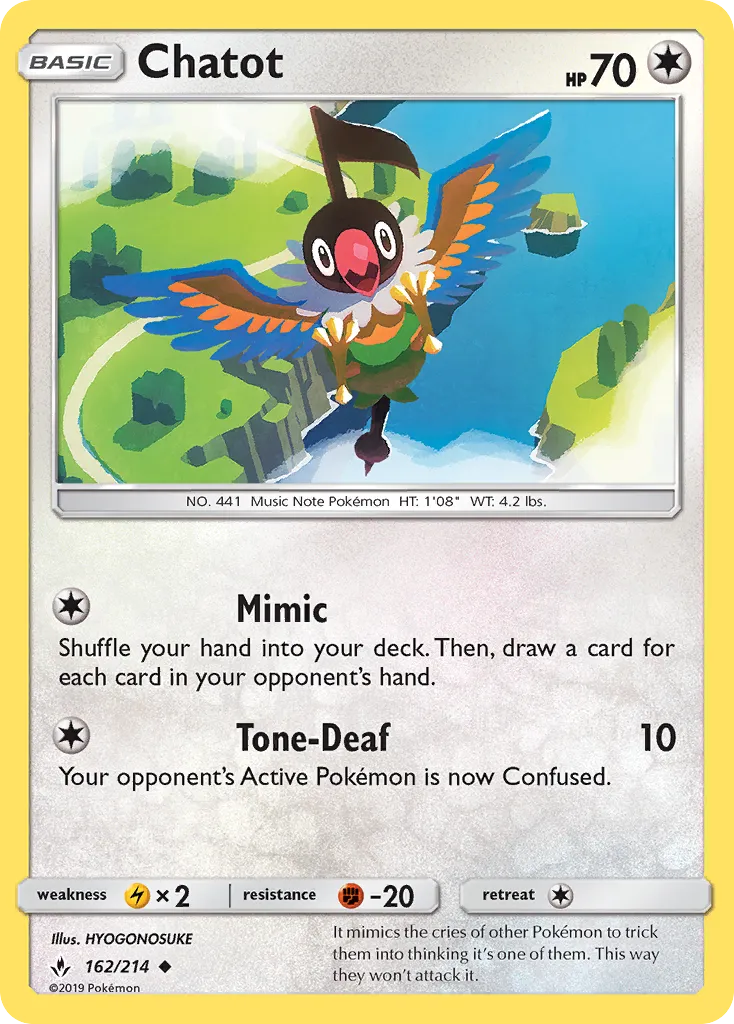 2019 Unbroken Bonds Chatot #162/214 Uncommon card image