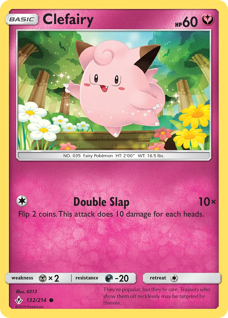 2019 Unbroken Bonds Clefairy Common #132/214 Common card image