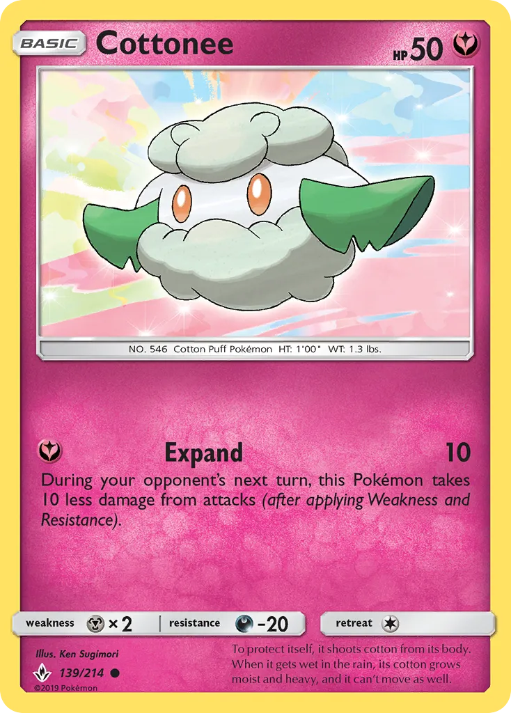 2019 Unbroken Bonds Cottonee Common #139/214 Common card image