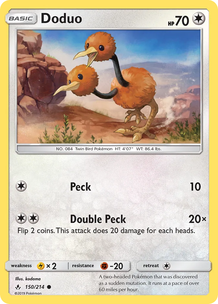 2019 Unbroken Bonds Doduo Common #150/214 Common card image