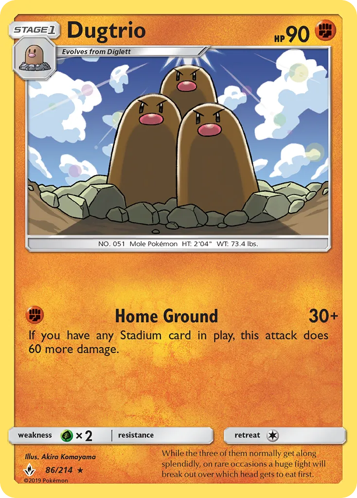 2019 Unbroken Bonds Dugtrio #086/214 Rare card image