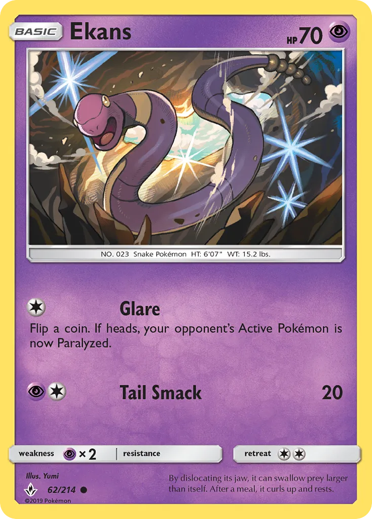 2019 Unbroken Bonds Ekans Common #062/214 Common card image