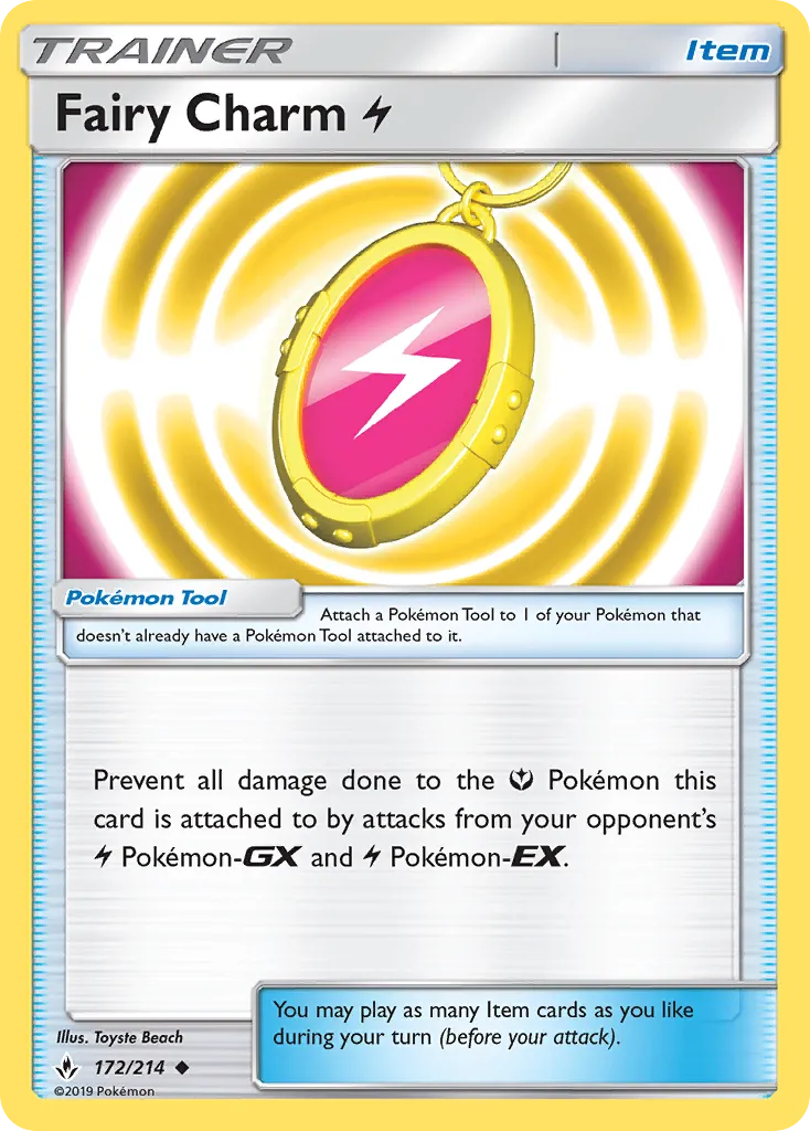 2019 Unbroken Bonds Fairy Charm Lightning #172/214 Uncommon card image
