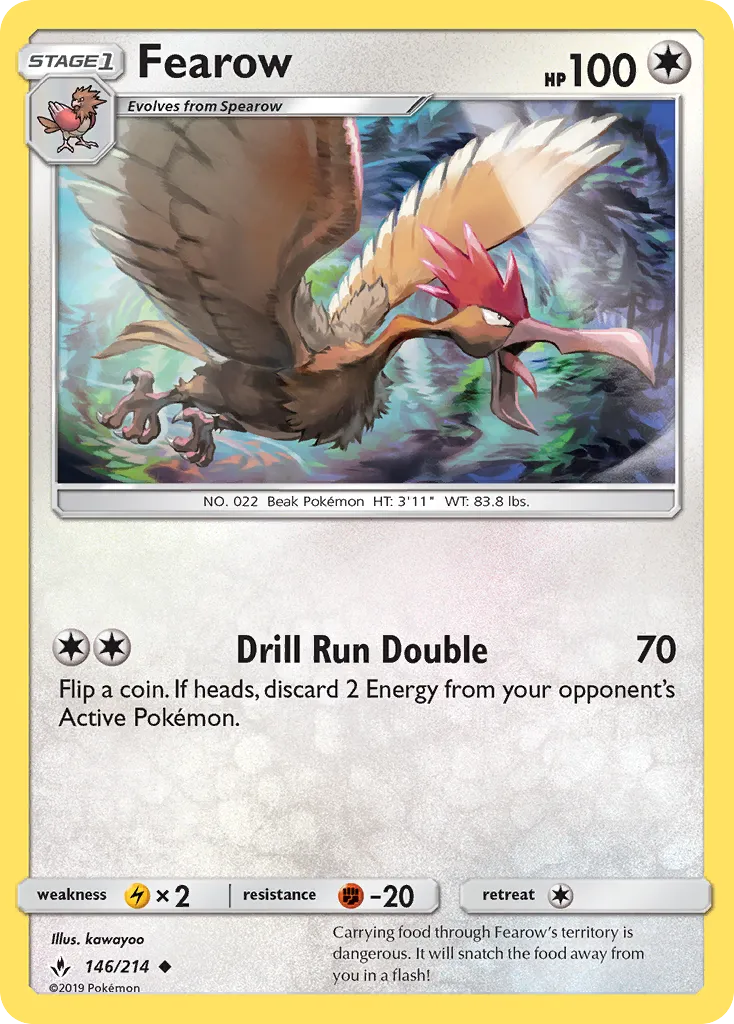 2019 Unbroken Bonds Fearow Uncommon #146/214 Uncommon card image