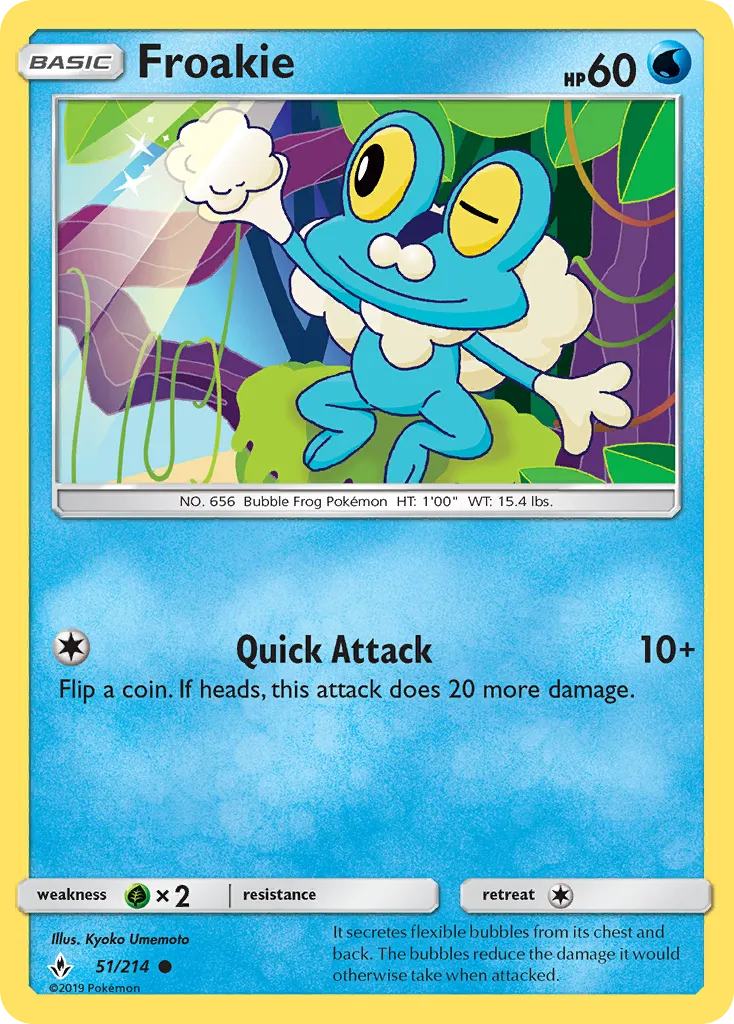 2019 Unbroken Bonds Froakie Common #051/214 Common card image