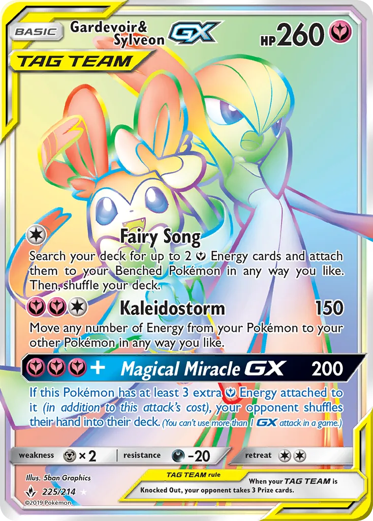 2019 Unbroken Bonds Gardevoir & Sylveon-GX #205/214 Rare Ultra card image