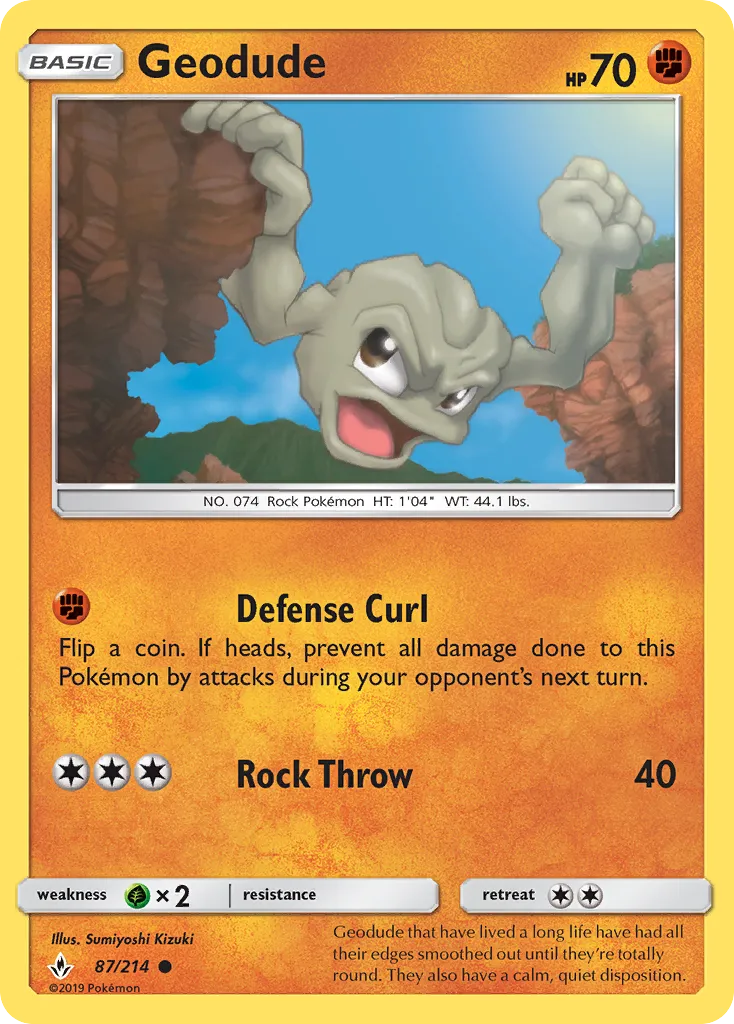 2019 Unbroken Bonds Geodude Common #087/214 Common card image