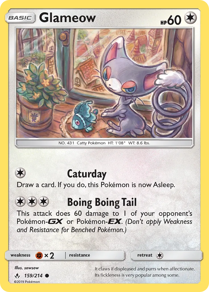 2019 Unbroken Bonds Glameow Common #159/214 Common card image